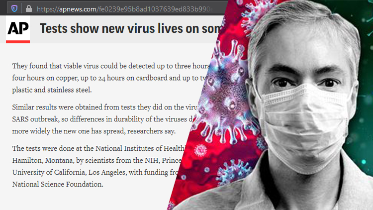 ویروس کرونای جدید می‌تواند تا ۳ ساعت در هوا باقی بماند.