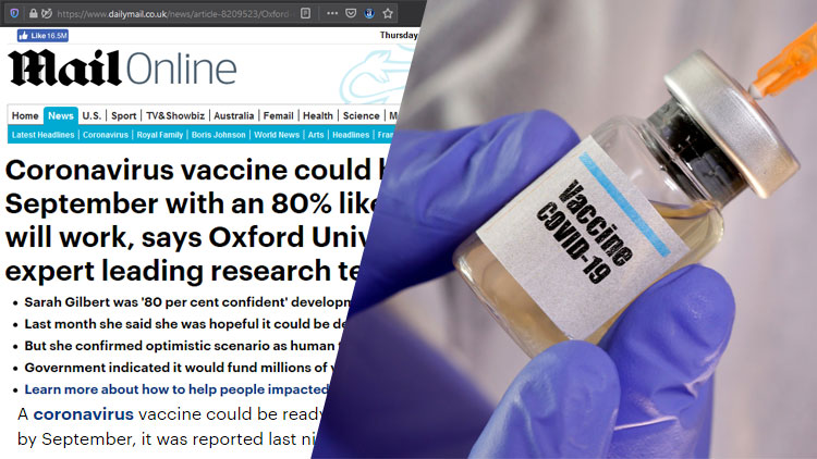 تیم تحقیقاتی دانشگاه آکسفورد می‌گوید:« به احتمال ۸۰% واکسن ویروس کرونا در شهریور ماه تولید می‌شود.»